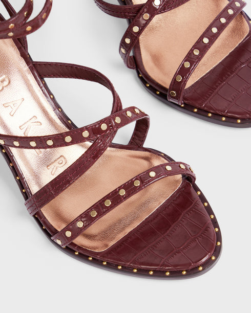 <P>Studded Mid Heel Gladiator Sandal</P>